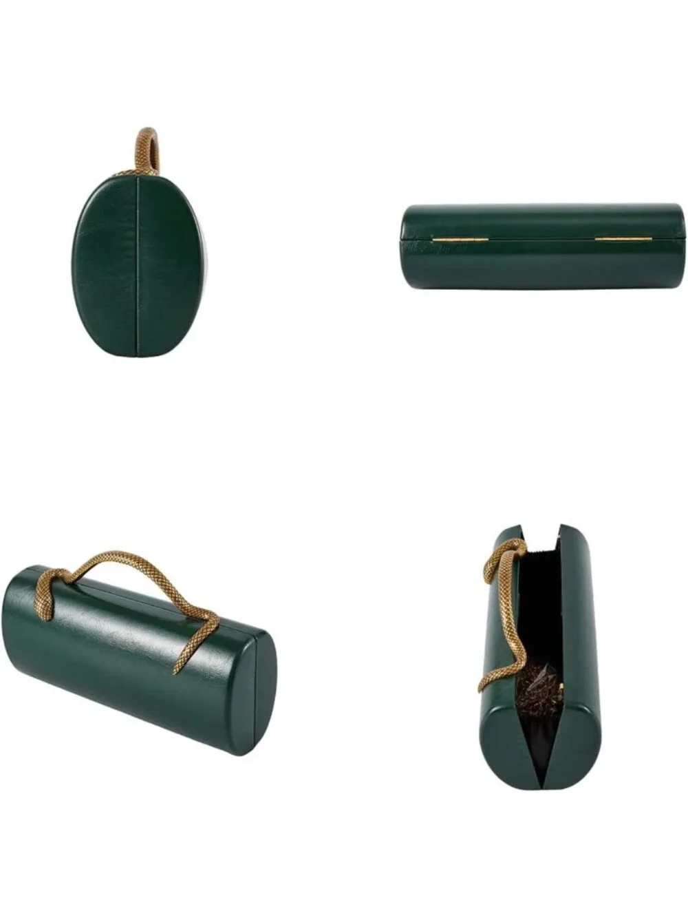 Elegant Vegan Leather Evening Bag with Golden Snake Handle - Faux Leather Clutch